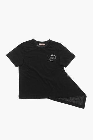 T-Shirt mit Rundhalsausschnitt aus Baumwolle mit Knoten-Detail
