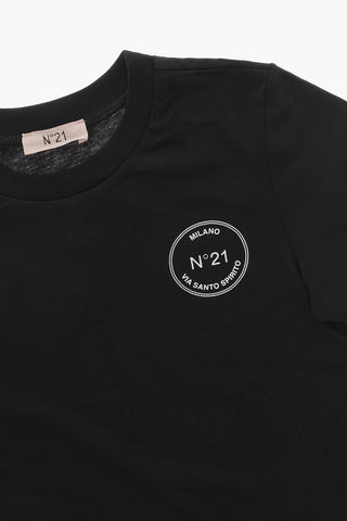 T-Shirt mit Rundhalsausschnitt aus Baumwolle mit Knoten-Detail