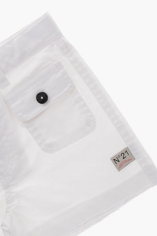 Shorts Aus Baumwolle Mit Schmuckknöpfen