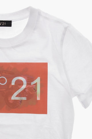 Cotton Crewneck T-Shirt with Reflective Patch
