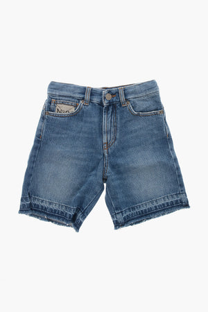 Denim Shorts with Frayed Hem