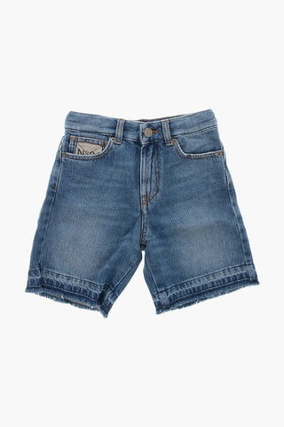 Denim Shorts with Frayed Hem