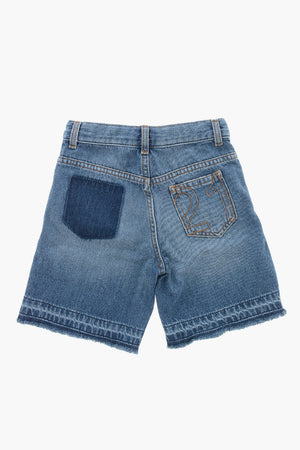 Denim Shorts with Frayed Hem