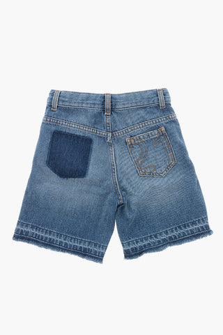 Denim Shorts with Frayed Hem