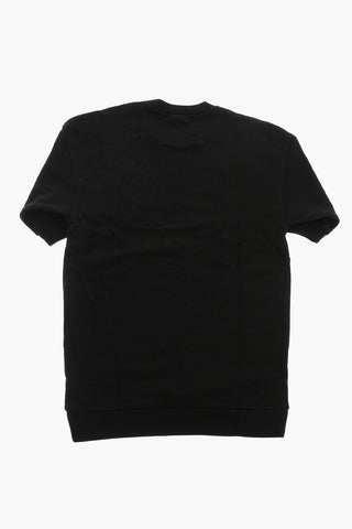 Tee-Kleid aus gebürsteter Baumwolle mit 3/4-Ärmeln und aufgedrucktem Logo