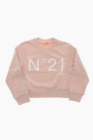 Rundhals-Sweatshirt aus angerauter Baumwolle mit aufgedrucktem Logo