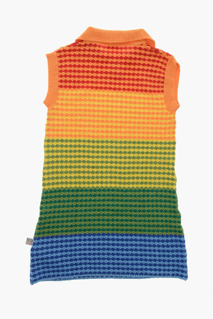 Polo-Kleid aus Baumwollstrick mit Rainbow-Muster