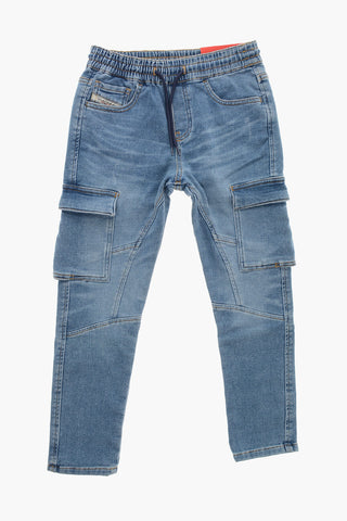 Denim Cargo Jeans URSY Mid Wash 13cm