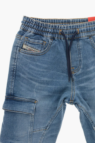 Denim Cargo Jeans URSY Mid Wash 13cm