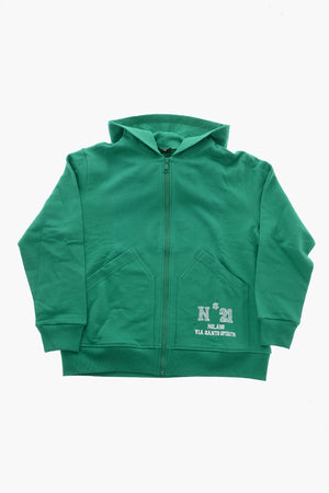Hoodie aus angerauter Baumwolle mit Frontreißverschluss