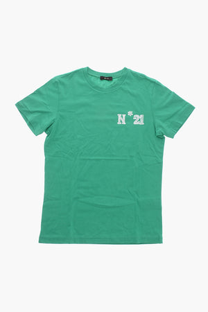 Rundhals-T-Shirt aus Baumwolle mit aufgedrucktem Logo