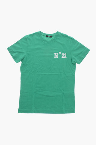 Rundhals-T-Shirt aus Baumwolle mit aufgedrucktem Logo