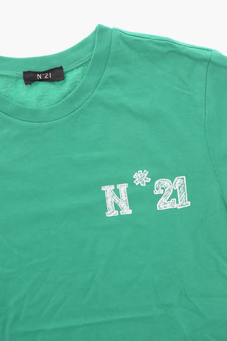 Rundhals-T-Shirt aus Baumwolle mit aufgedrucktem Logo