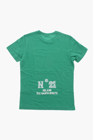 Rundhals-T-Shirt aus Baumwolle mit aufgedrucktem Logo