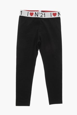 Leggings aus Baumwollmischung mit Logo-Gummibund