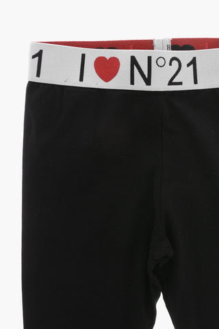 Leggings aus Baumwollmischung mit Logo-Gummibund