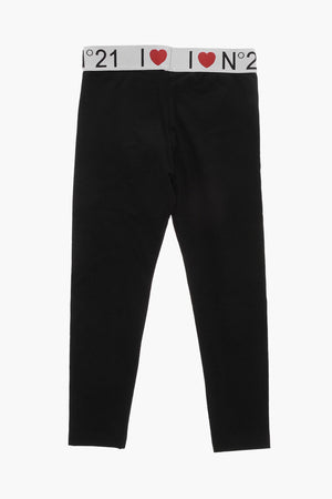 Leggings aus Baumwollmischung mit Logo-Gummibund