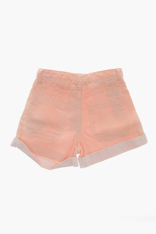 Shorts in Cotone Spalmato con Risvolti