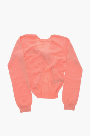 Baumwoll-Rundhalstop mit Knoten vorne