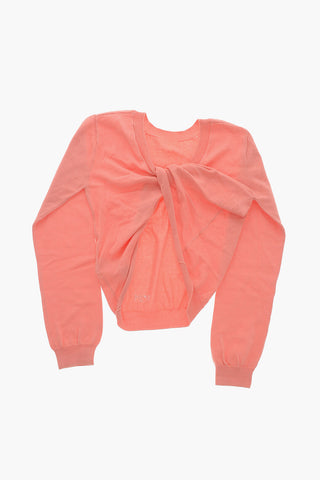 Baumwoll-Rundhalstop mit Knoten vorne