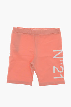 Stretch-Baumwoll-Biker-Shorts Mit Aufgedrucktem Logo
