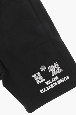 Brushed Cotton Shorts with Printed Logo