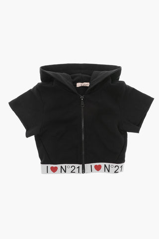Kurzarm-Hoodie mit Logoband