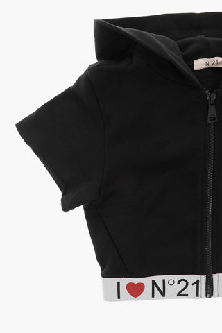 Kurzarm-Hoodie mit Logoband
