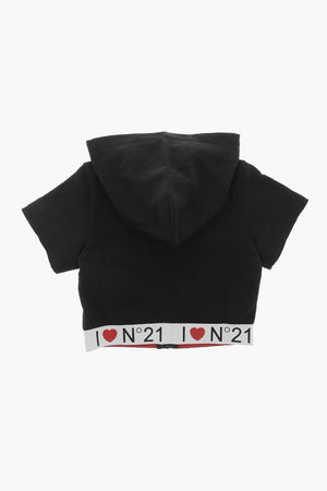 Kurzarm-Hoodie mit Logoband