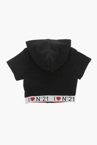 Kurzarm-Hoodie mit Logoband