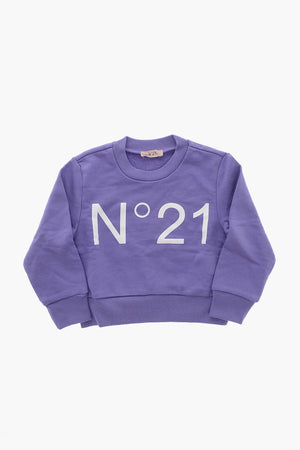 Rundhals-Sweatshirt aus angerauter Baumwolle mit aufgedrucktem Logo