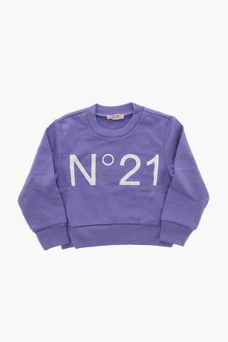 Rundhals-Sweatshirt aus angerauter Baumwolle mit aufgedrucktem Logo