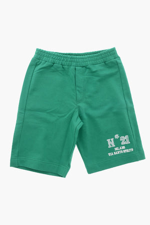 Shorts aus angerauter Baumwolle mit Logoaufdruck