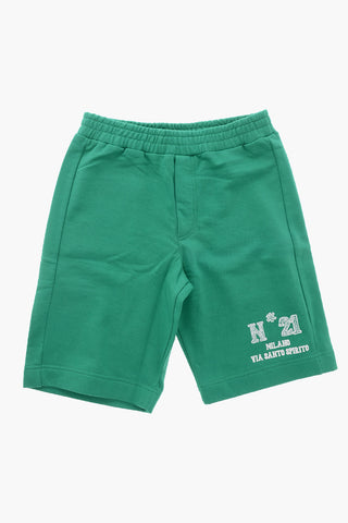 Shorts aus angerauter Baumwolle mit Logoaufdruck
