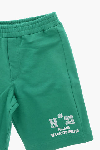 Shorts aus angerauter Baumwolle mit Logoaufdruck