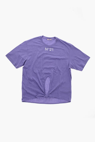 T-Shirt aus Baumwolle mit vorderem Knoten-Detail