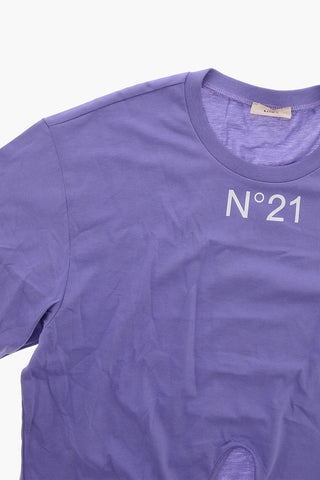 T-Shirt aus Baumwolle mit vorderem Knoten-Detail
