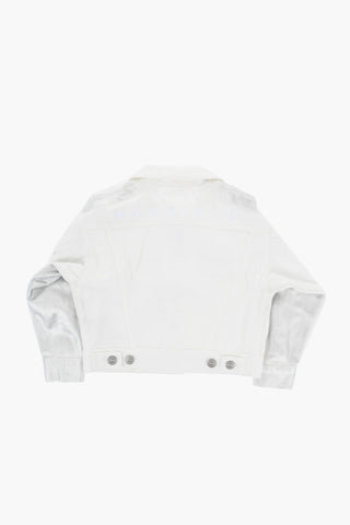 MM6 메탈릭 효과 데님 재킷 로고 버튼