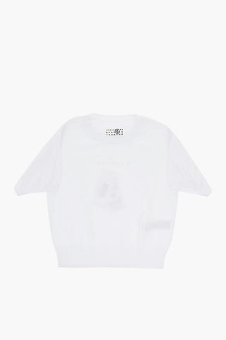 MM6 Cotton-Blend Crewneck Sweater with Tone-on-Tone Logo