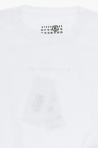 MM6 Cotton-Blend Crewneck Sweater with Tone-on-Tone Logo