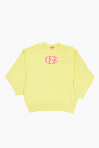 Brushed Cotton Crewneck Sweatshirt SIWI with Contrast Logo