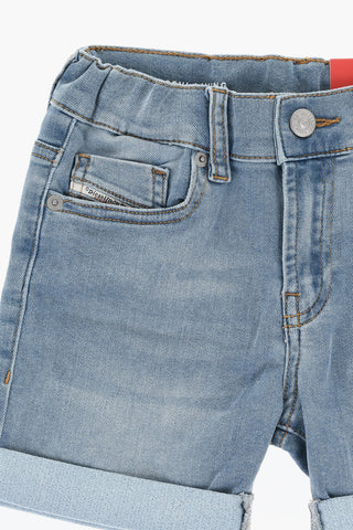 Stretch Denim Shorts PGALLYB JJJ with Turn-Up Hem