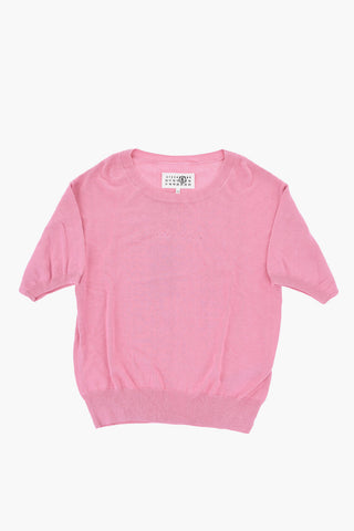 MM6 Cotton-Blend Crewneck Sweater with Tone-on-Tone Logo