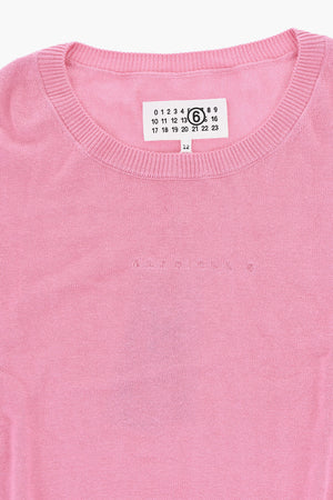 MM6 Rundhals-Pullover aus Baumwollmischung mit Ton-in-Ton-Logo
