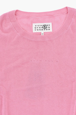 MM6 Cotton-Blend Crewneck Sweater with Tone-on-Tone Logo