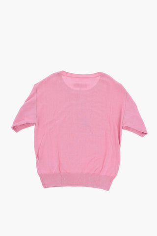 MM6 Cotton-Blend Crewneck Sweater with Tone-on-Tone Logo