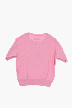 MM6 Cotton-Blend Crewneck Sweater with Tone-on-Tone Logo