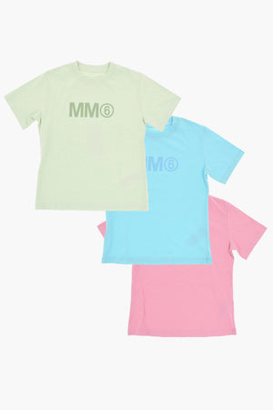MM6 Set 3 Paia di T-shirt Girocollo In Cotone con Monogram