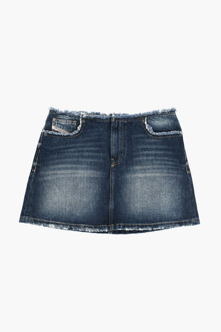Trapezrock GEALBU-S2-J aus Denim mit Fransen am Saum
