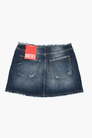 Trapezrock GEALBU-S2-J aus Denim mit Fransen am Saum